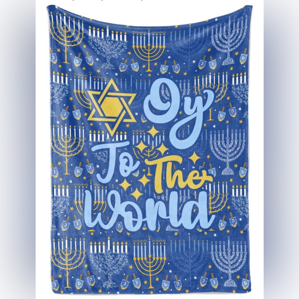 Hannukah Blanket “Oy to the World” Brand New